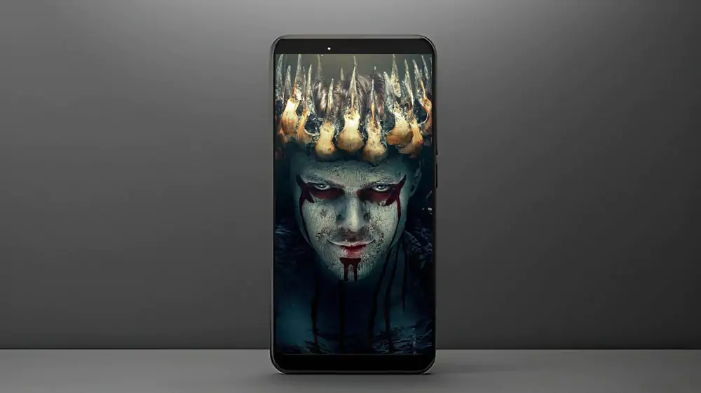 Ivar the Boneless Vikings series wallpaper 4K with bone crown and war paint, legendary Viking prince, free download Ultra HD for phone and iphone