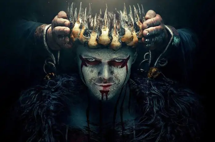 Ivar the Boneless Vikings series wallpaper 4K with bone crown and war paint, legendary Viking prince, free download Ultra HD for desktop and laptop