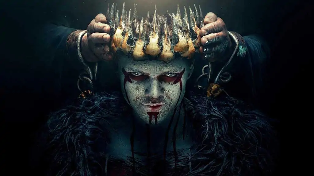 Ivar the Boneless Vikings series wallpaper 4K with bone crown and war paint, legendary Viking prince, free download Ultra HD for desktop and laptop