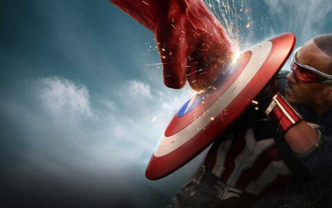 Captain America Brave New World 4K wallpaper Ultra HD showing shield action Red Hulk with sparks for desktop and laptop free download