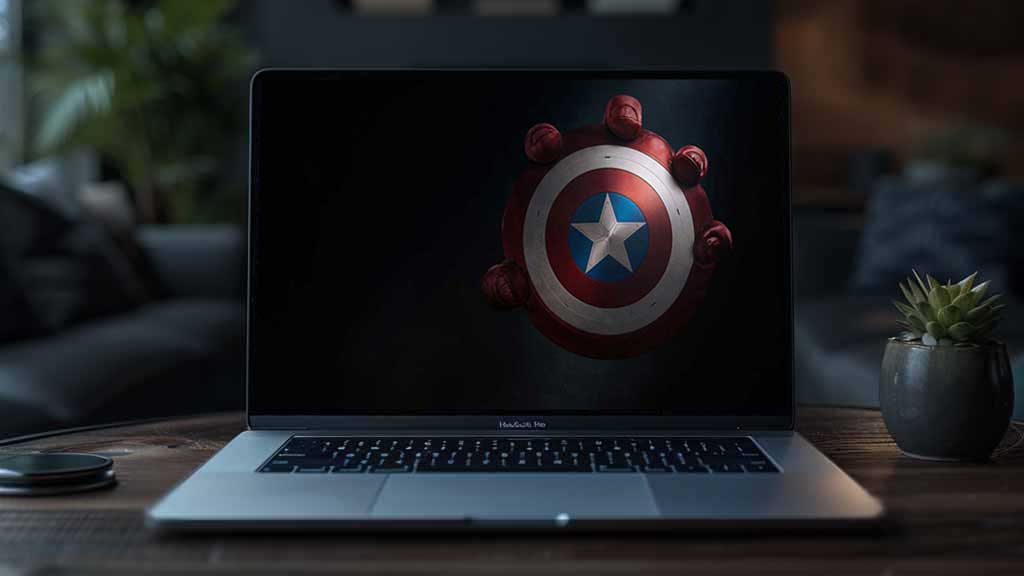 Captain America Brave New World wallpaper 4K Ultra HD showing shield with the Red Hulk hand for desktop and laptop free download