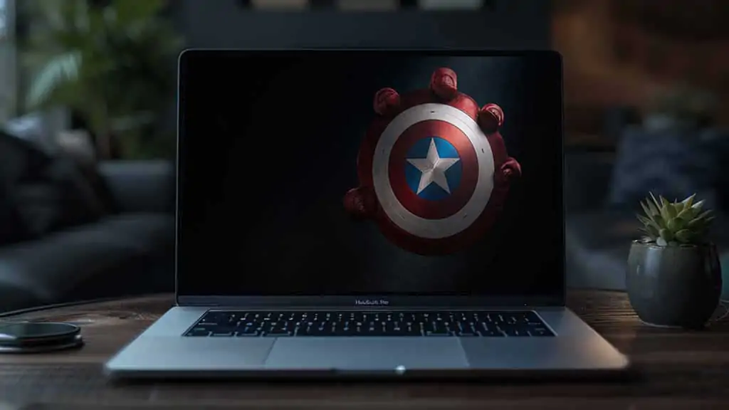 Captain America Brave New World wallpaper 4K Ultra HD showing shield with the Red Hulk hand for desktop and laptop free download