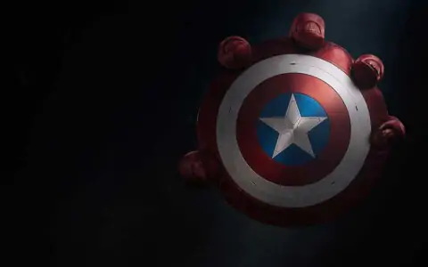 Captain America Brave New World wallpaper 4K Ultra HD showing shield with the Red Hulk hand for desktop and laptop free download