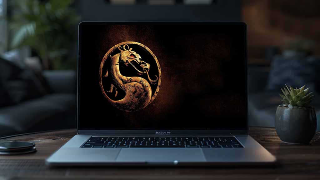 Mortal Kombat X golden dragon logo wallpaper 4K Ultra HD free download - gaming symbol desktop mobile background JPG