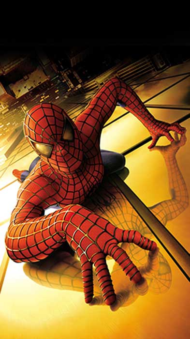 Spider-Man movie 4K wallpaper showing web-slinger swinging through New York City skyscrapers Ultra HD background Free