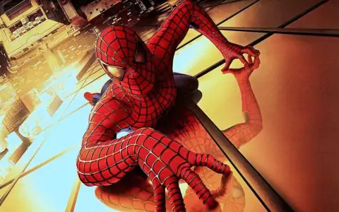 Spider-Man movie 4K wallpaper showing web-slinger swinging through New York City skyscrapers Ultra HD background Free