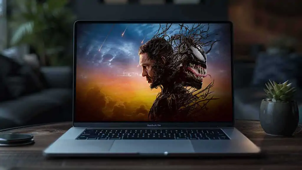 Venom 3 movie poster 4K wallpaper showing Eddie Brock and symbiote against dramatic sunset sky - free HD Marvel download