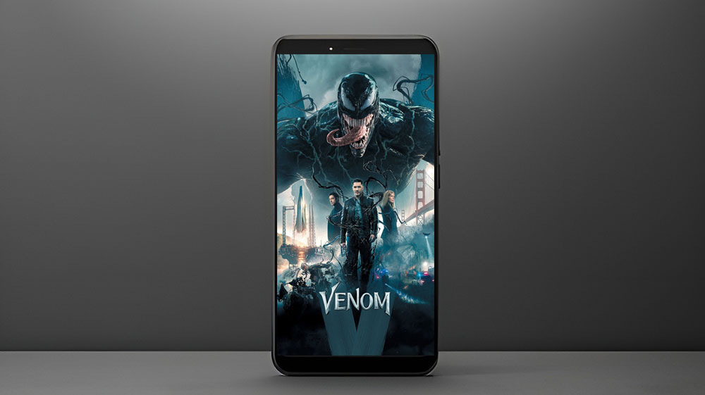 Venom movie wallpaper 4K Ultra HD symbiote superhero action scene for desktop & mobile free download background