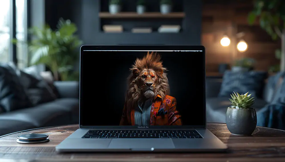 Fond d'écran Lion en Costume 4K - Arrière-plan HD Animal Téléchargement Gratuit