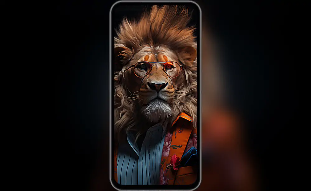 Fond d'écran Lion en Costume 4K - Arrière-plan HD Animal Téléchargement Gratuit