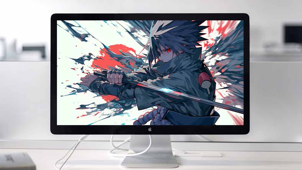 Fond d'écran 4K de Uchiha Sasuke avec son épée katana Arrière-plan Naruto Ultra HD