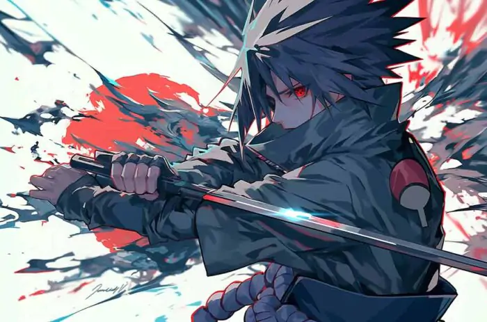Uchiha Sasuke sword wallpaper 4K Ultra HD Naruto anime katana blade background free download desktop mobile