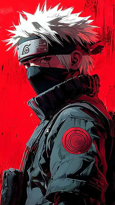 Fond d'écran Kakashi Rouge 4K | Naruto Anime HD | pour mobile Gratuit