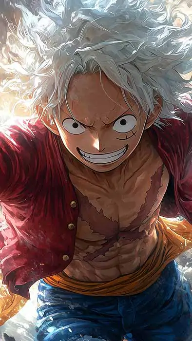 Luffy Gear 5 Illustration Wallpaper 4K - Dynamic One Piece Anime Art HD free Download for mobile phone and iphone