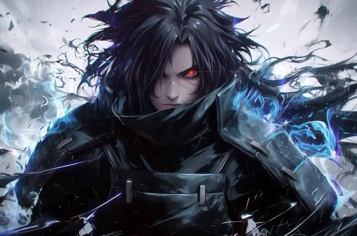 Madara Uchiha wallpaper 4k Ultra HD showing the legendary ninja with flowing black hair, red Sharingan eyes and battle armor in dramatic pose free for desktop and laptop