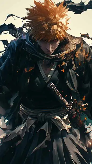 Bleach Ichigo Kurosaki fond d'écran 4K HD avec son Zanpakuto haute qualité pour bureau et mobile