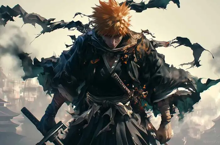 Bleach Ichigo Kurosaki fond d'écran 4K HD avec son Zanpakuto haute qualité pour bureau et mobile