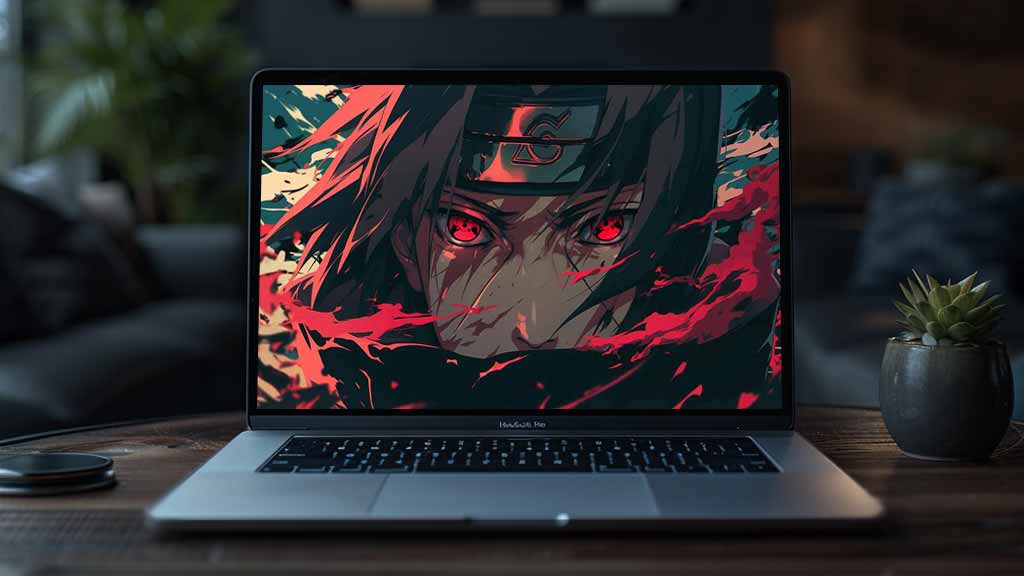 Itachi Uchiha with red Sharingan eyes and Konoha headband Naruto Shippuden anime wallpaper 4k free