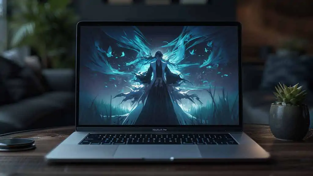 Bleach Kuchiki Byakuya 4K wallpaper with Senbonzakura blue dark atmospheric anime HD background Free Download PC and mobile