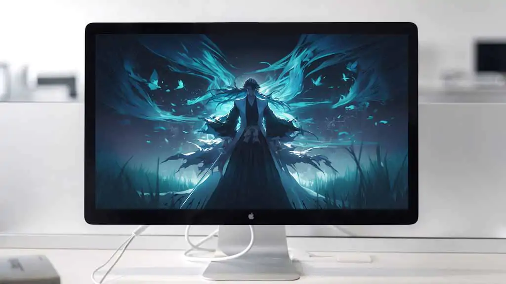 Bleach Kuchiki Byakuya 4K wallpaper with Senbonzakura blue dark atmospheric anime HD background Free Download PC and mobile