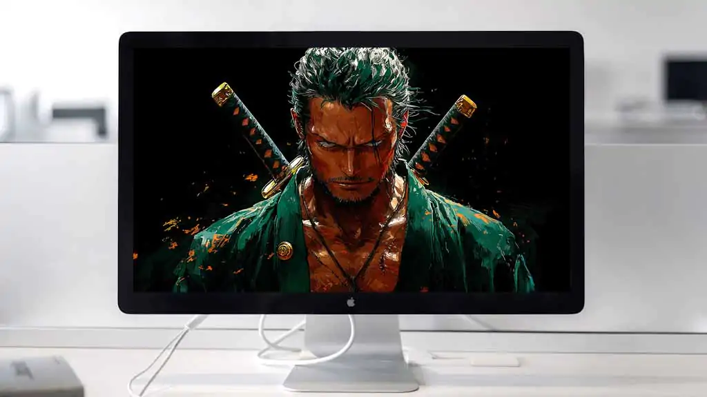 Fond d'écran One Piece en 4K HD Anime haute résolution gratuit avec Roronoa Zoro trois épées pour tous les appareils.