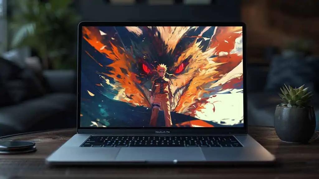 Fond d'écran Naruto et Kurama à Neuf Queues en 4K. art anime épique le légendaire renard pour ordinateur de bureau et téléphone mobile