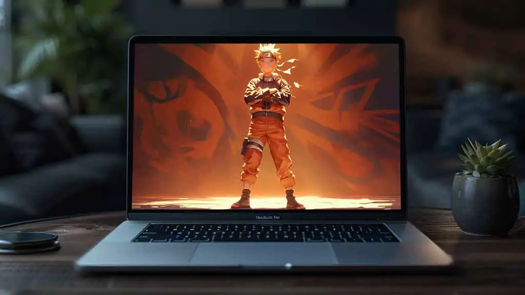 Young Naruto Uzumaki 4K wallpaper, kid Naruto orange jumpsuit Leaf Village headband glowing background free download for PC & mobile phone