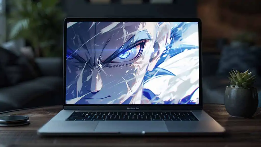 Superbe fond d'écran 4K de Gohan intense, avec ses yeux bleus et son expression féroce. Illustration épique Dragon Ball HD à télécharger gratuitement pour ordinateur et mobile.