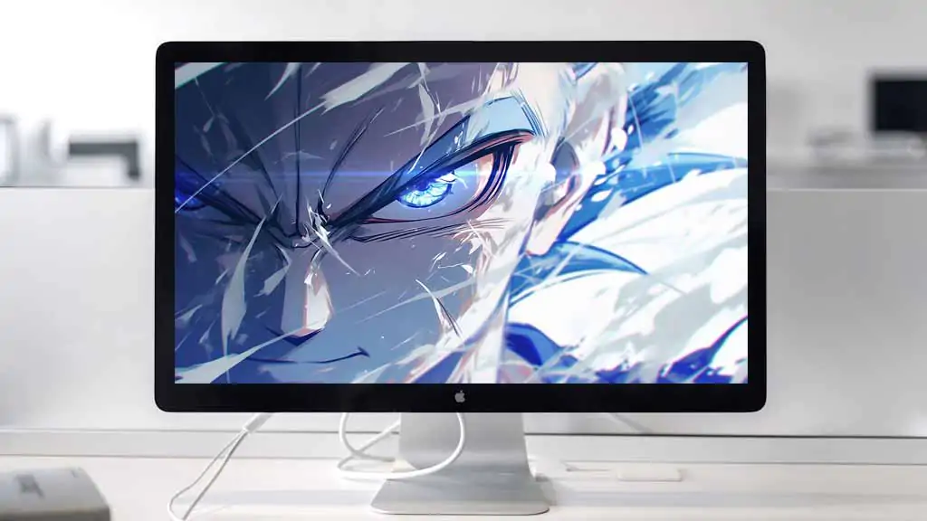 Superbe fond d'écran 4K de Gohan intense, avec ses yeux bleus et son expression féroce. Illustration épique Dragon Ball HD à télécharger gratuitement pour ordinateur et mobile.