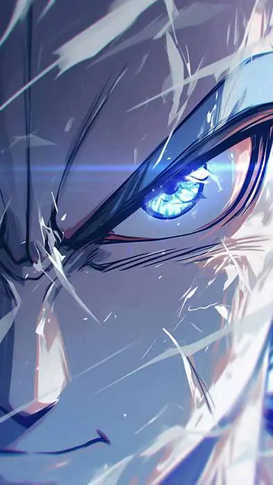 Superbe fond d'écran 4K de Gohan intense, avec ses yeux bleus et son expression féroce. Illustration épique Dragon Ball HD à télécharger gratuitement pour ordinateur et mobile.