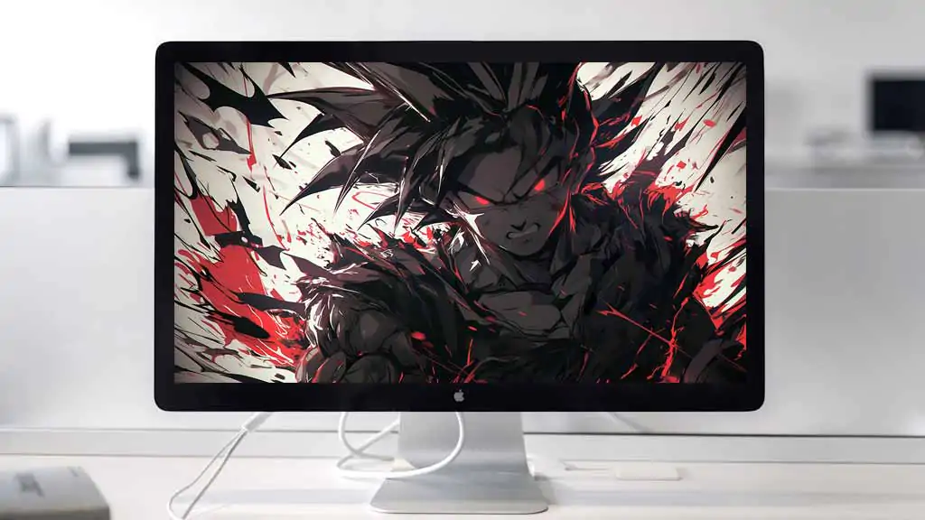 Fond d'écran Goku Dragon Ball 4K gratuit Qualité Ultra HD rouge et noir époustouflant pour ordinateur de bureau et mobile
