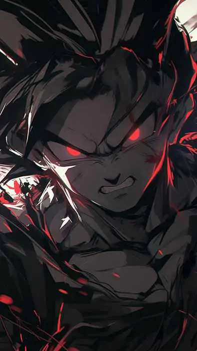 Fond d'écran Goku Dragon Ball 4K gratuit Qualité Ultra HD rouge et noir époustouflant pour ordinateur de bureau et mobile