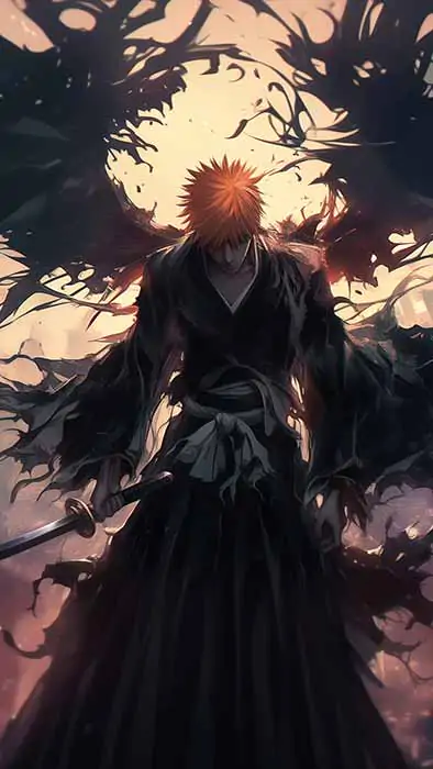 Fond d'écran Ichigo Bankai 4K Ultra HD gratuit Illustration Bleach pour ordinateur de bureau et mobile.