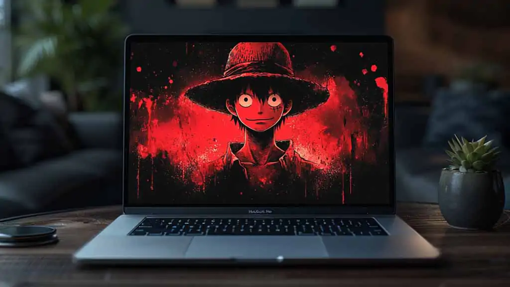 Fond d'écran Luffy rouge sombre 4K Ultra HD One Piece style grunge Arrière-plan gratuit pour Pc & mobile