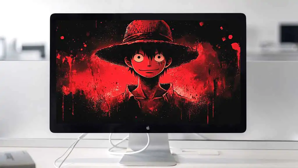 Fond d'écran Luffy rouge sombre 4K Ultra HD One Piece style grunge Arrière-plan gratuit pour Pc & mobile