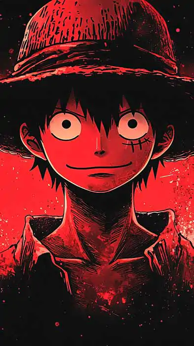 Fond d'écran Luffy rouge sombre 4K Ultra HD One Piece style grunge Arrière-plan gratuit pour Pc & mobile