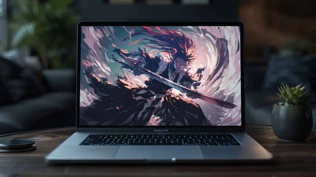 Renji Abarai Zabimaru sword with flowing red hair in dynamic Bleach anime battle pose artwork wallpaper 4k Ultra HD free download for Pc & mobile phoen iphone