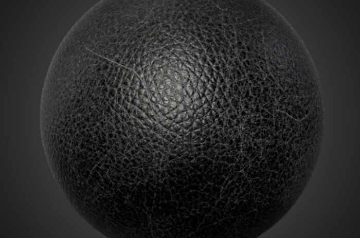 Synthetic Black Leather PBR Texture 3D Fabric Cuir High Resolution