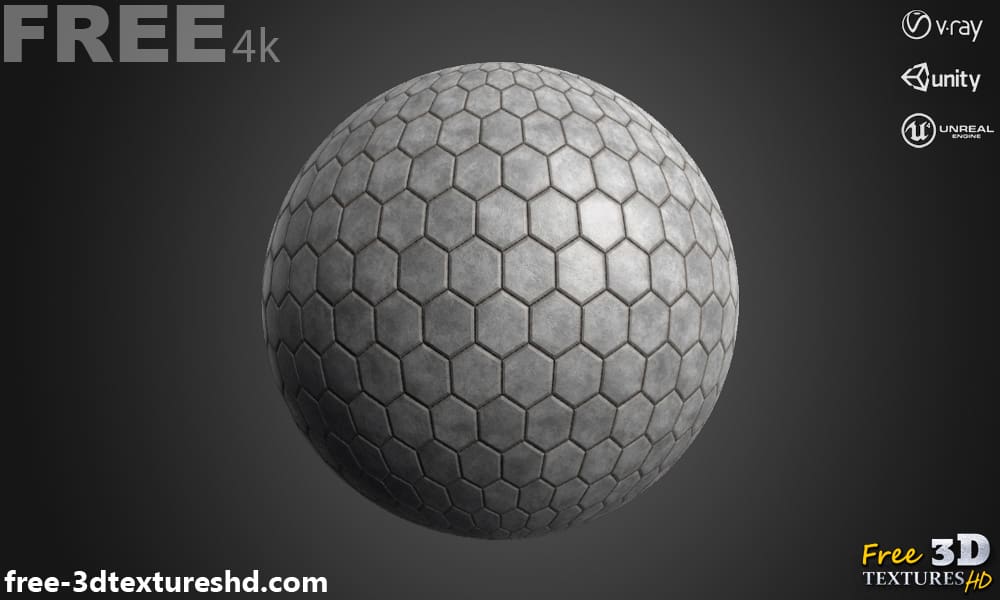 Concrete Paving Hexagonal seamless 3D Texture PBR in High Resolution ...