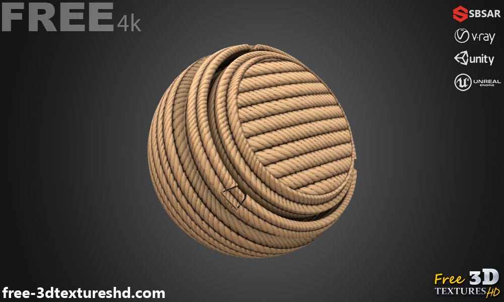 Rope Fabric Material PBR Texture 3D Free Download High Resolution