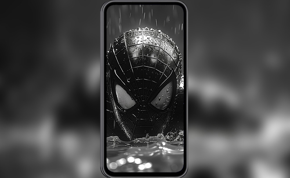 Spiderman rain black and white wallpaper 4K HD for PC Desktop mac laptop mobile iphone Phone free download background ultraHD UHD