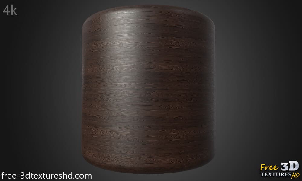 Dark-simple-wood-texture-PBR-material-background-3d-free-download-HD-4K-render-cylindre