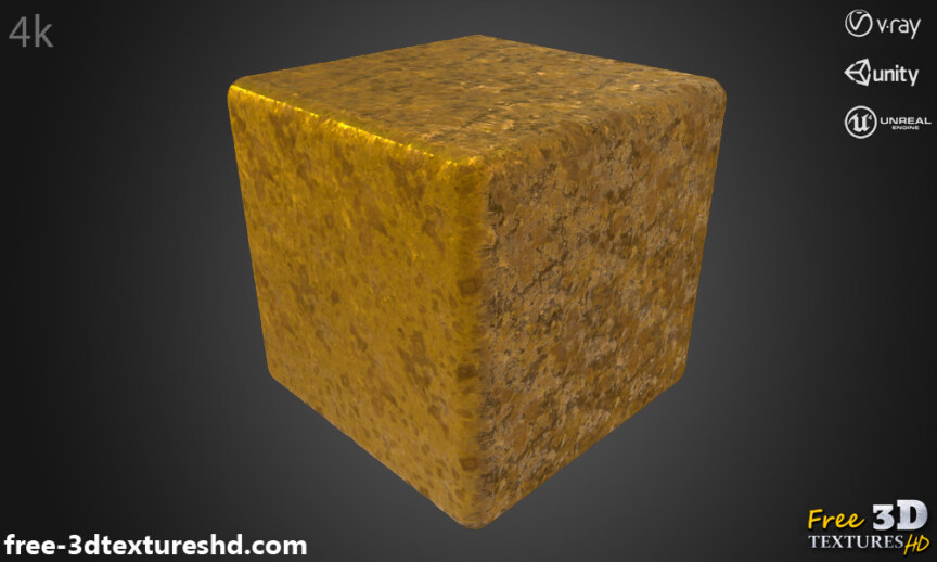 Gold-damaged-3d-texture-PBR-material-background-free-download-HD-4K-Unity-Unreal-Vray-render-cube