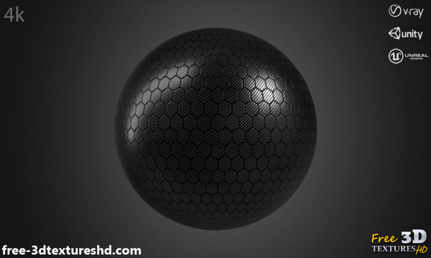 Black-Carbon-fiber-hexagon-3d-texture-PBR-material-background-free-download-HD-4K-Unity-Unreal-Vray-render
