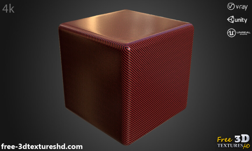 Red-carbon-fiber-3d-texture-PBR-material-background-free-download-HD-4K-Unity-Unreal-Vray-render-cube