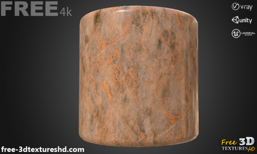 Brown-Marble-PBR-texture-3D-free-download-High-resolution-Unity-Unreal-Vray-render-cylindre