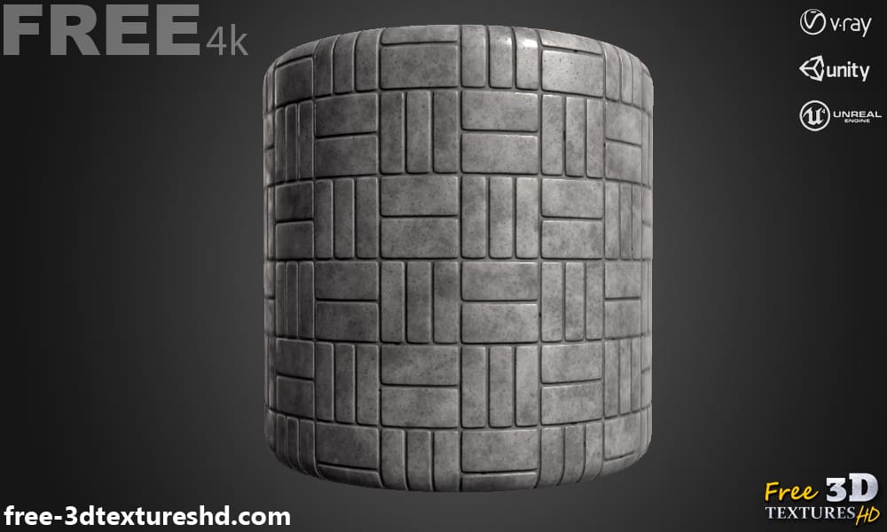 Basket-weave-concrete-pavement-3D-texture-PBR-High-Resolution-Free-Download-4K-unity-unreal-vray-render-cylindre