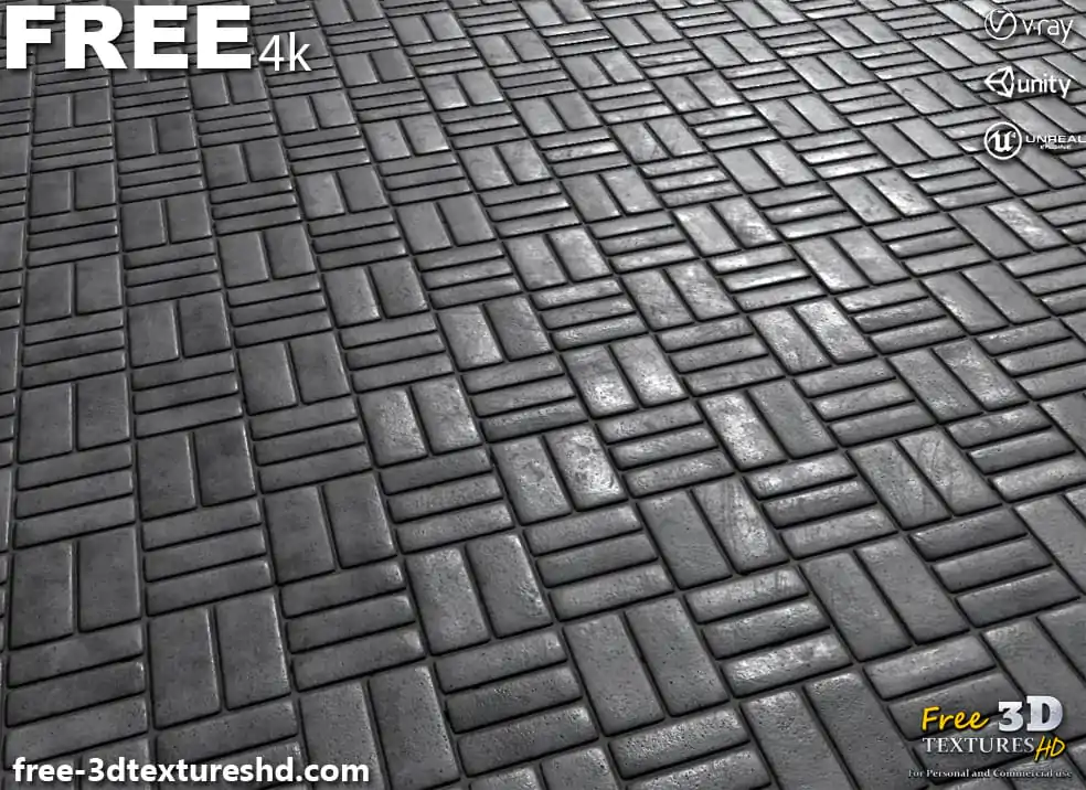 Basket Weave Concrete pavement 3D Texture PBR in High Resolution Free ...