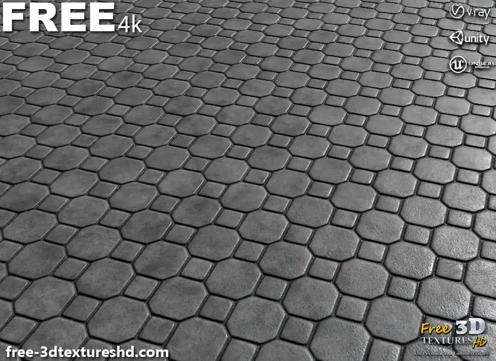 Hexagonal Concrete Pavement 3D Texture PBR in High Resolution Free ...