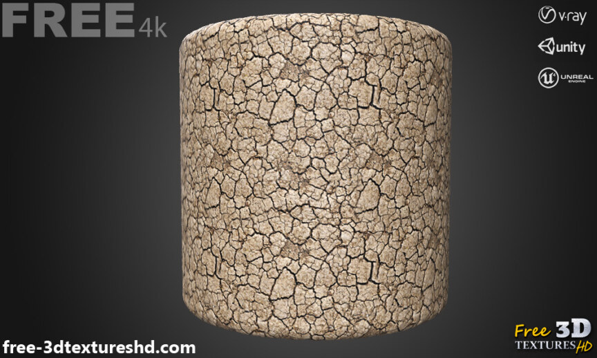 Cracked-ground-seamless-3D-texture-PBR-High-Resolution-Free-Download-4K-unity-unreal-vray-render-cylindre